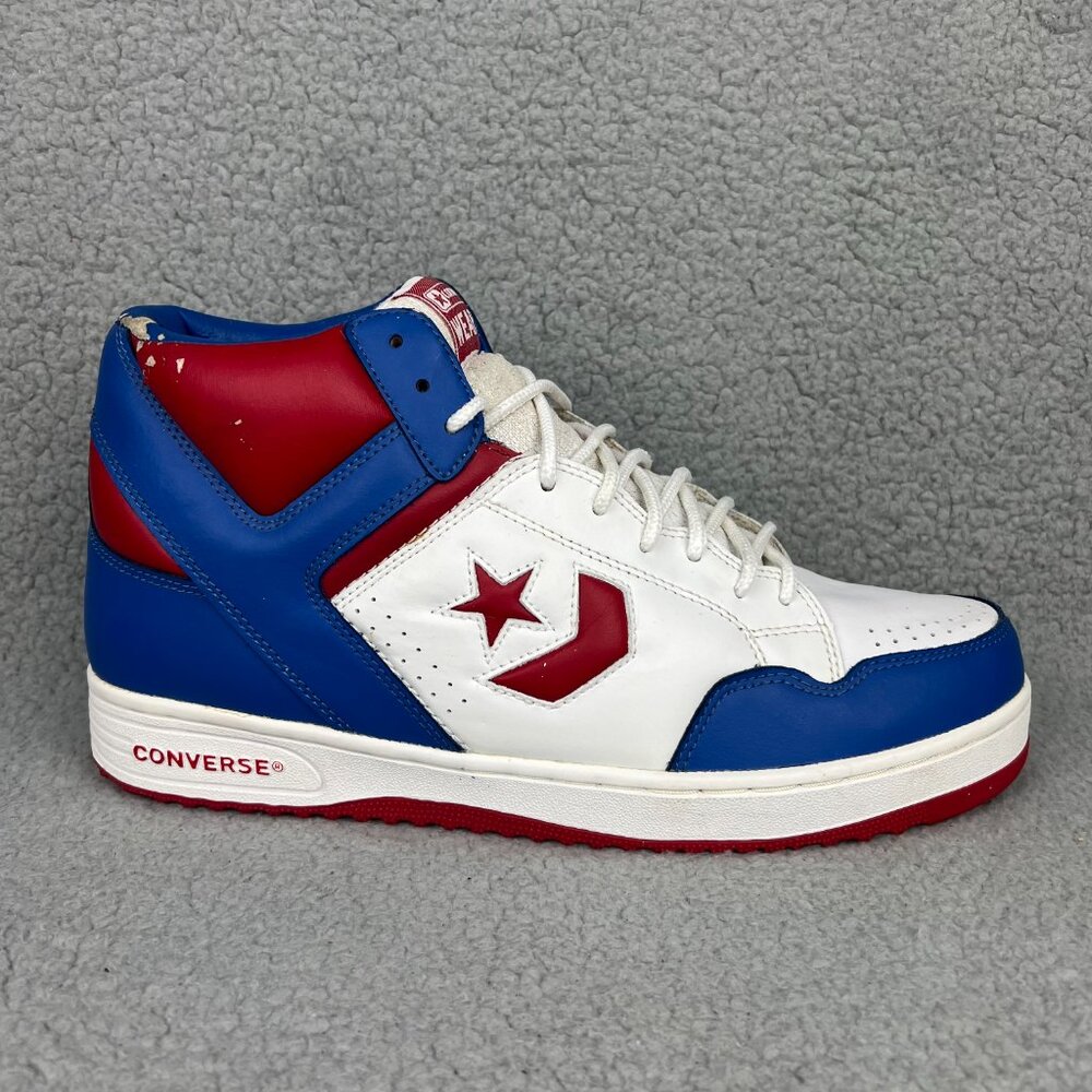 Converse Weapon High Mens 13 Shoes White Blue Red USA Olympic Vintage Sneakers 4 - Picture 3 of 12